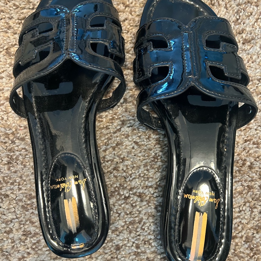 Sam Edelman Black Glossy Slide Sandals